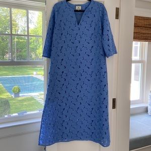 Tuckernuck Riviera Blue V Neck Jamie Lace Dress, size medium
